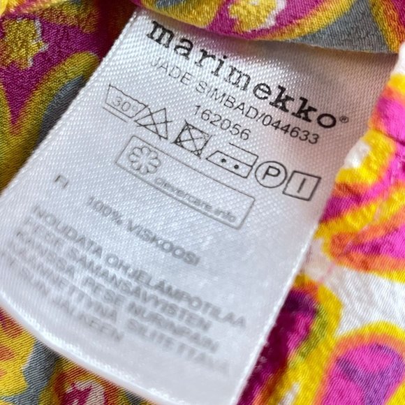 MARIMEKKO Womens 40 Jade Simbad Retro Floral Boho Tie Dye Tie Sleeve Blouse - Picture 9 of 10